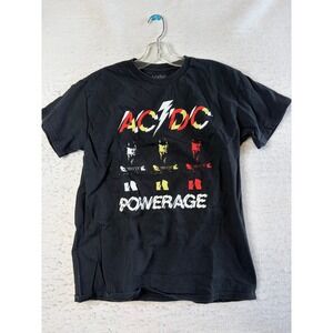 AC/DC Powerage Graphic T-Shirt Mens M Black Short Sleeve Band Tee Rock‎